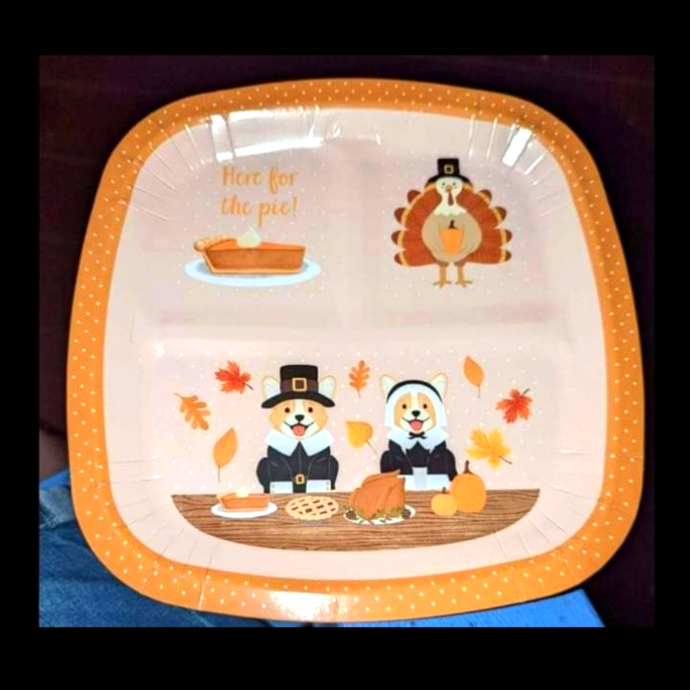 Corgi Pilgrim Thanksgiving Paper Plates
